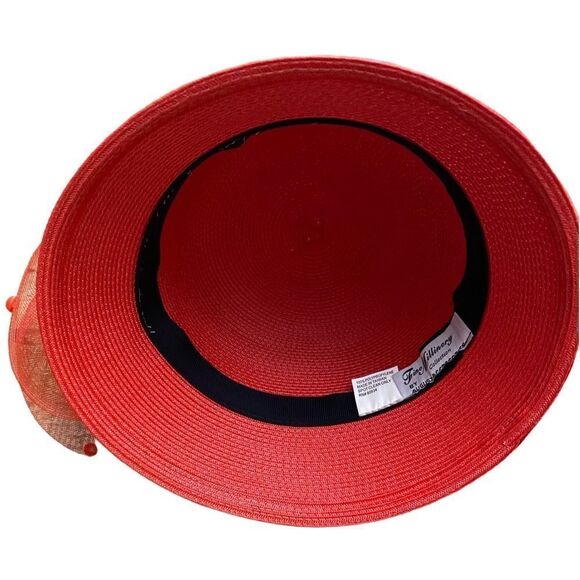 Vintage Red Fancy Small Brim Hat by Fine Millinery Collection - Picture 5 of 8